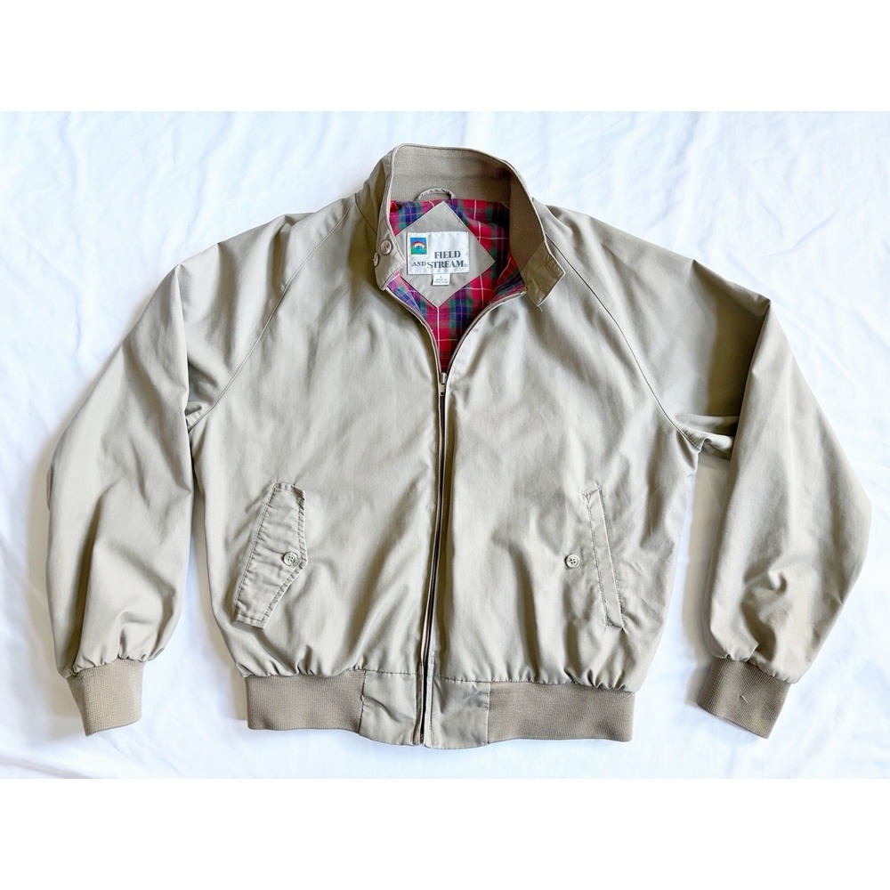 Vintage Field and Stream Bomber Mens Jacket Beige L